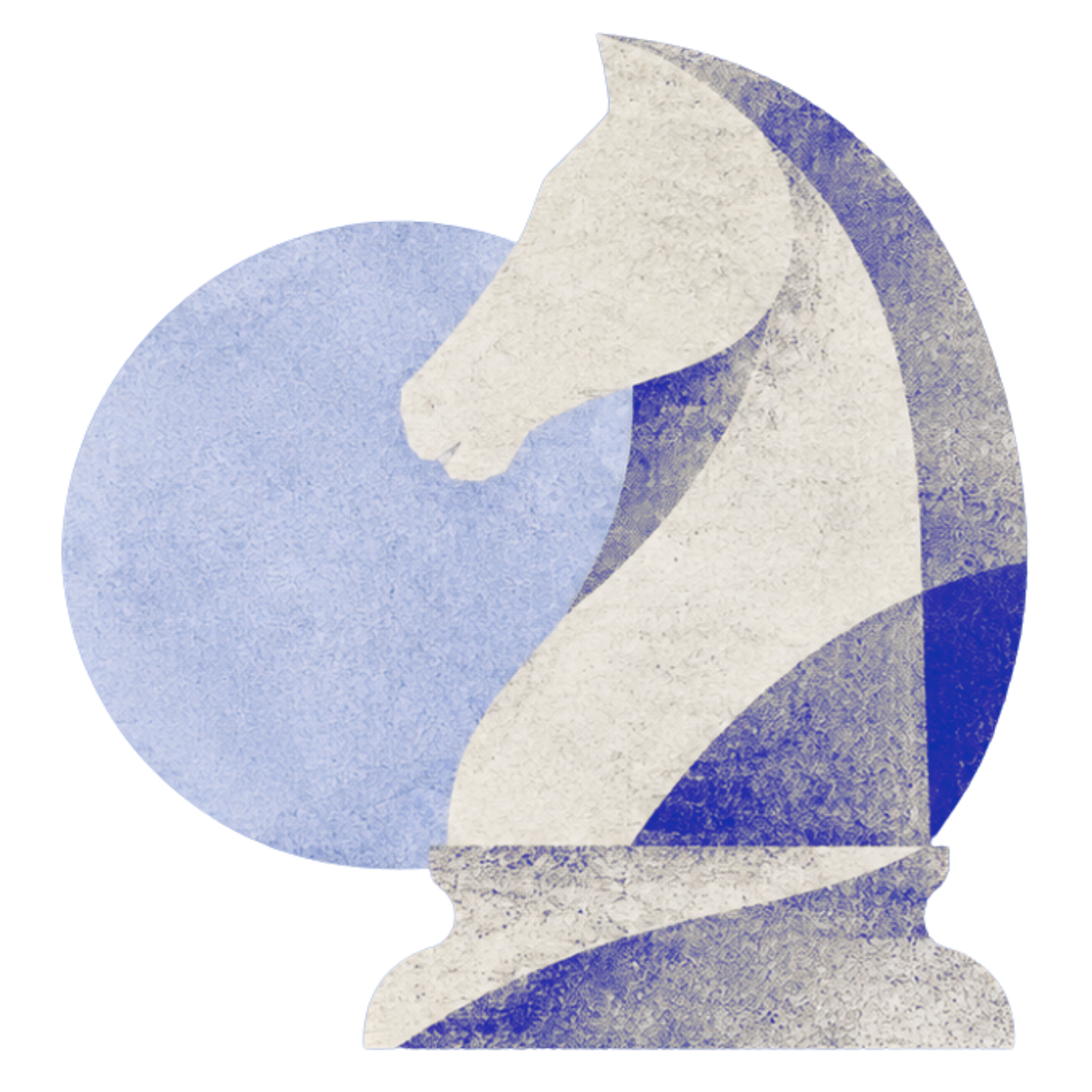 Colagem de um cavalo de xadrez